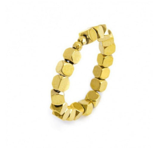 ANELLO DONNA MARLÙ ELASTICO EMATITE CUBICA PVD ORO
