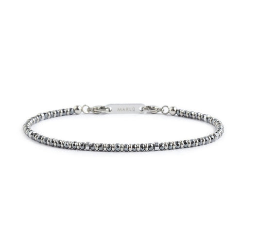 BRACCIALE UOMO MARLÙ ELEMENTI EMATITE LISCIA E SFACCETTATA ACCIAIO