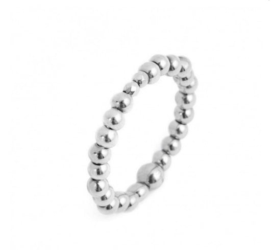 ANELLO DONNA MARLÙ ELASTICO SFERE LISCE ACCIAIO