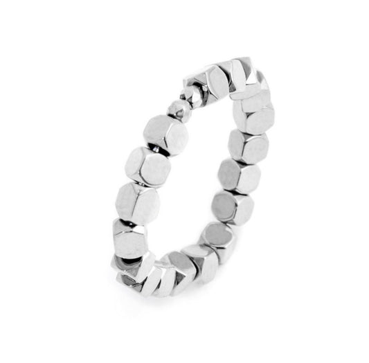 ANELLO DONNA MARLÙ ELASTICO EMATITE CUBICA ACCIAIO