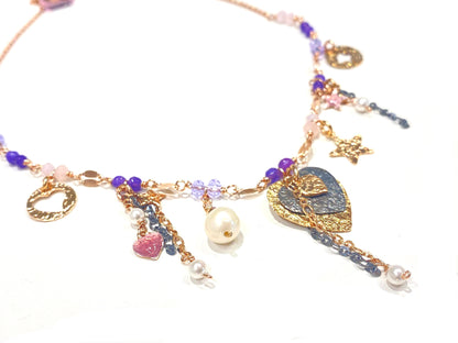 Collana Sacramore Purple Hearts and Stars