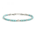 Bracciale Marlù uomo acciaio pietre turchesi ed ematite