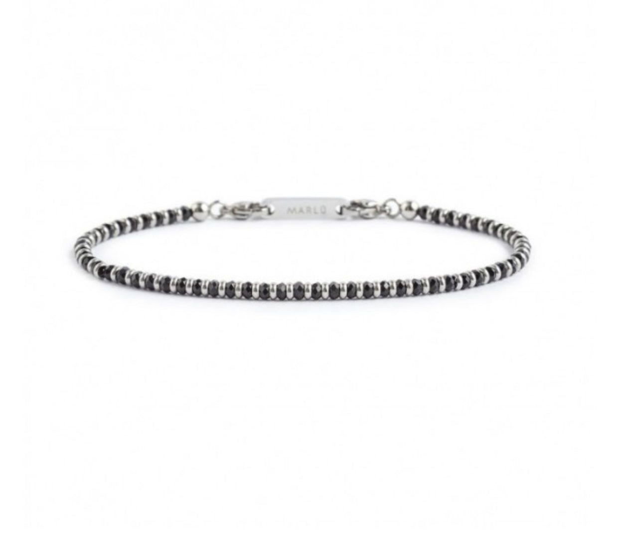 BRACCIALE UOMO MARLÙ ELEMENTI AGATA SFACCETTATA NERA E ACCIAIO