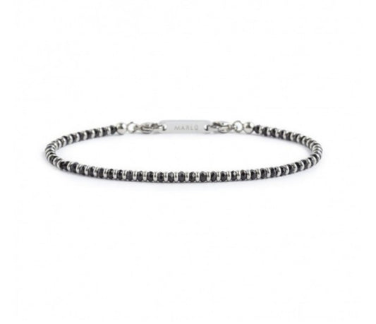 BRACCIALE UOMO MARLÙ ELEMENTI AGATA SFACCETTATA NERA E ACCIAIO