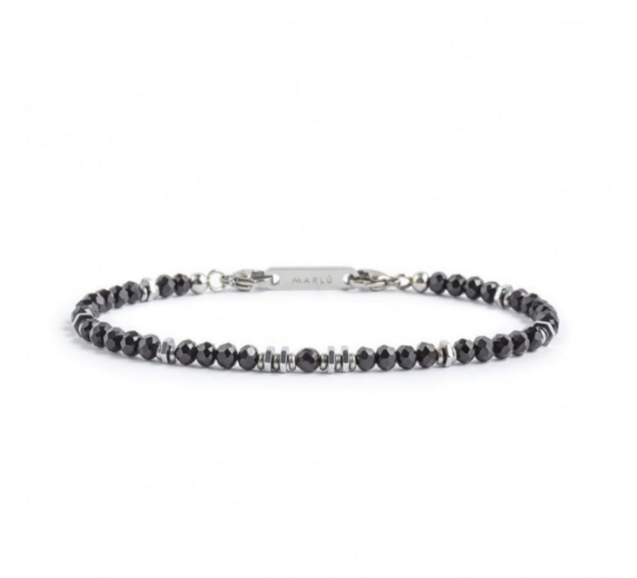 BRACCIALE UOMO MARLÙ CON AGATA NERA ED EMATITE ACCIAIO