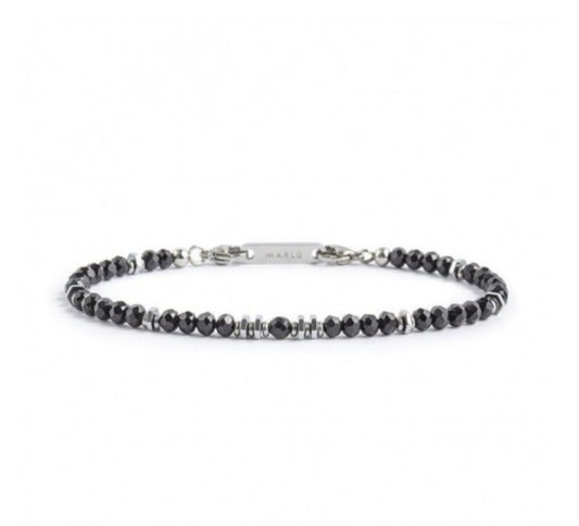 BRACCIALE UOMO MARLÙ CON AGATA NERA ED EMATITE ACCIAIO