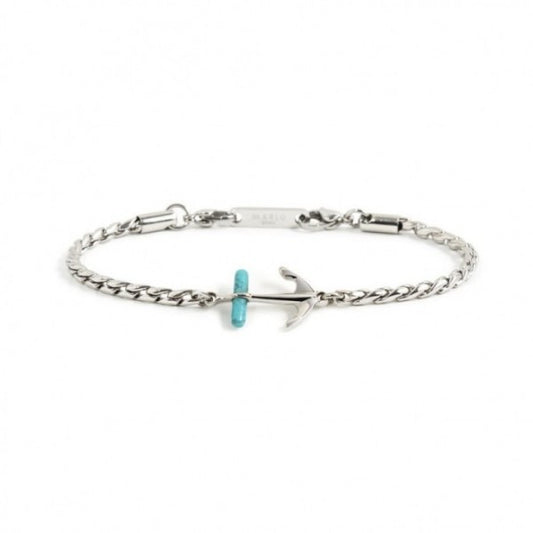 Bracciale Marlù uomo ancora e dettaglio con pietra turchese