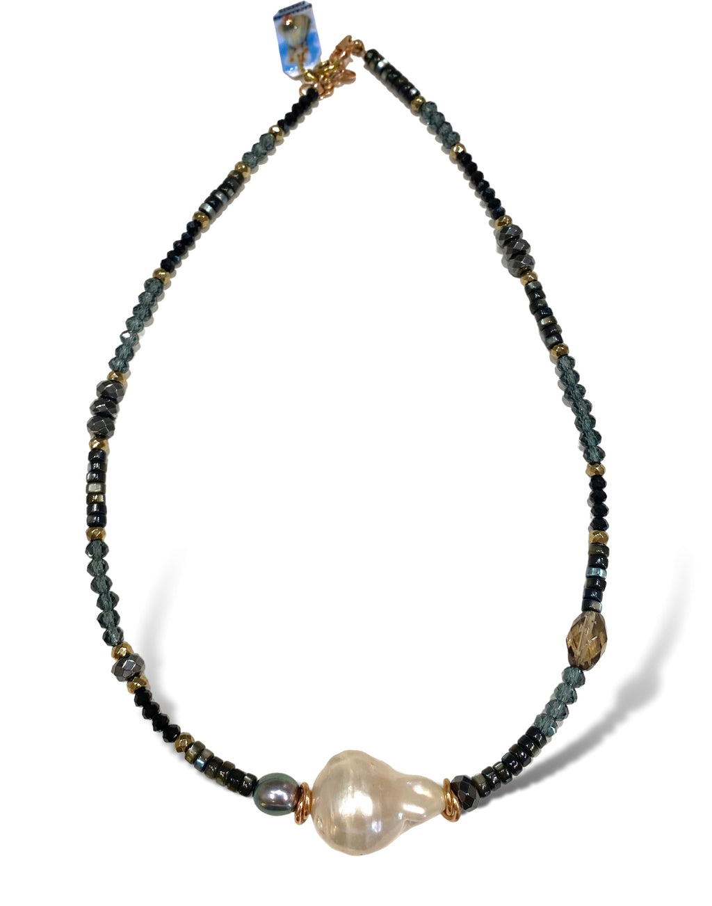 Collana Sacramore Pietre naturali, cristalli e perla scaramazza