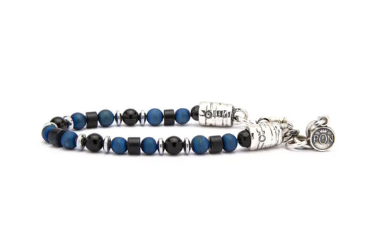 Bracciale uomo Portonovo Agata Satinata Blu Dischetto Onice