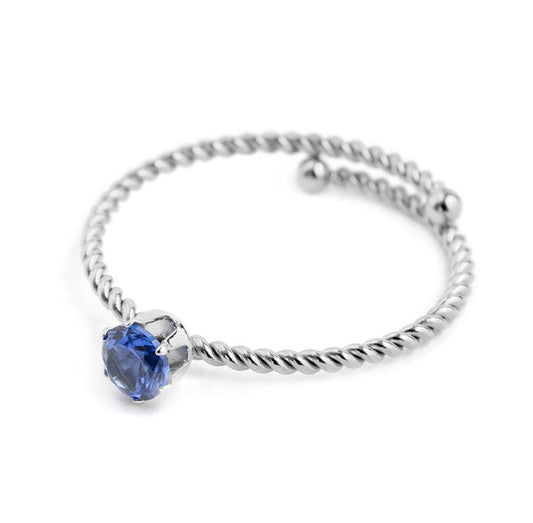 ANELLO MARLÙ DONNA CON CRISTALLO BLU 4 MM ACCIAIO