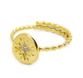 Anello Marlù donna MEDAGLIETTA CON ROSA DEI VENTI CON STRASS PVD ORO