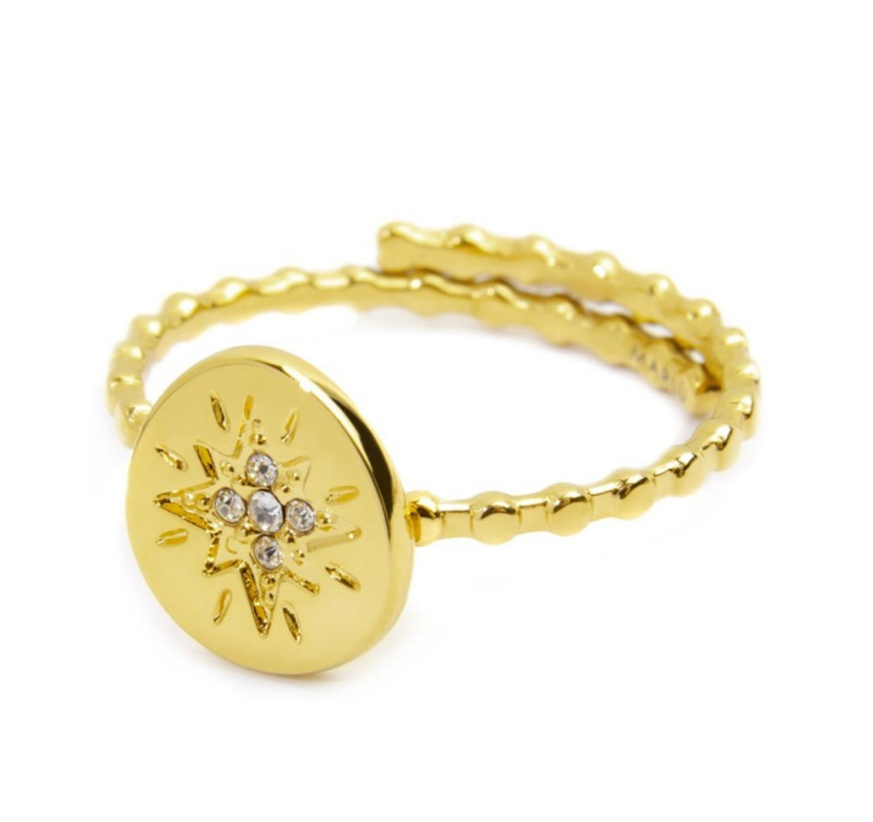 Anello Marlù donna MEDAGLIETTA CON ROSA DEI VENTI CON STRASS PVD ORO