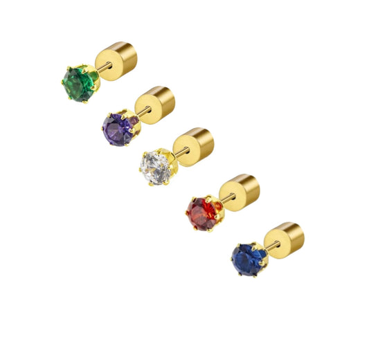 Mono orecchino  Marlù zircone pvd oro 4mm
