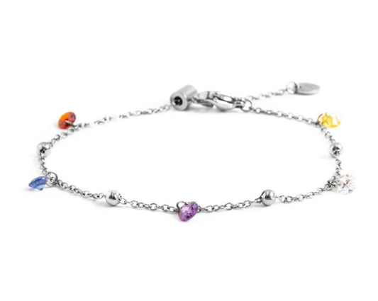 BRACCIALE MARLÙ ACCIAIO CON CRISTALLI COLORATI E SFERE