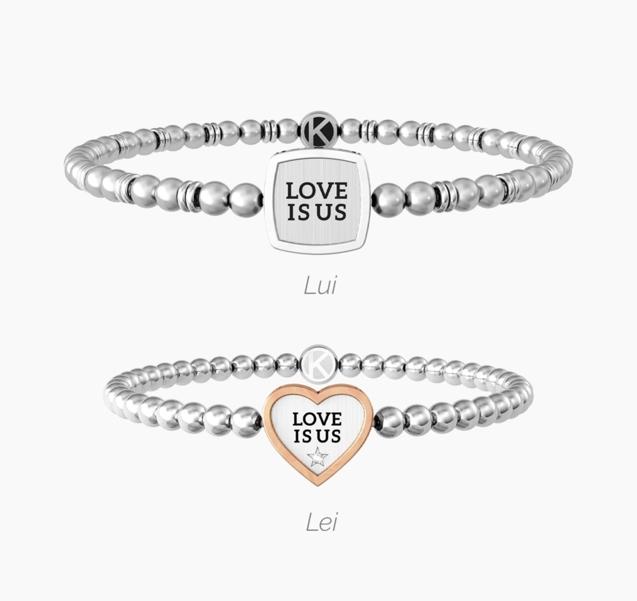 Coppia di bracciali con elastico Kidult LUI & LEI | LOVE IS US