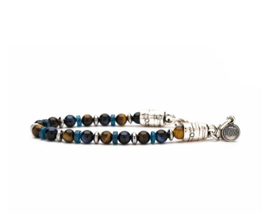 Bracciale uomo Portonovo Classic Blu Petrolio Occhio di Tigre