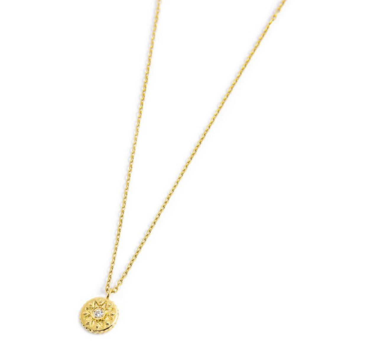 Collana Marlù donna MEDAGLIETTA PENDENTE SOLE CON ZIRCONE BIANCO PVD ORO
