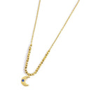 Collana Marlù donna LUNA PENDENTE CON ZIRCONE BLU ED EMATITE SFACCETTATA PVD ORO