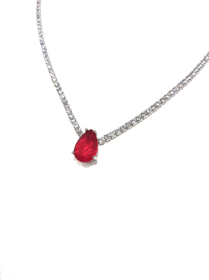 Collana Rocce Donna Tennis Goccia Rosso amaranto