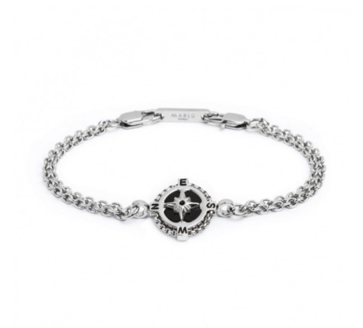 BRACCIALE UOMO MARLÙ PELLE NERO ROSA VENTI ONICE