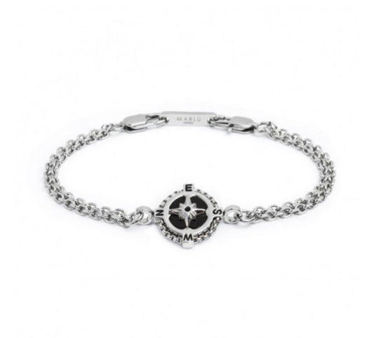 BRACCIALE UOMO MARLÙ PELLE NERO ROSA VENTI ONICE