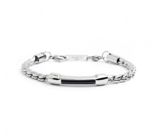 BRACCIALE UOMO MARLÙ CATENA CORDA CANNETTA CURVATA ONICE