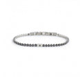BRACCIALE UOMO MARLÙ TENNIS CRISTALLI NERI 3MM E PLACCA CON CRISTALLO NERO ACCIAIO