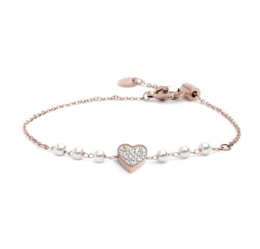 BRACCIALE MARLÙ CUORE CON CRISTALLI PVD ROSE'