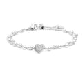 BRACCIALE MARLÙ DOPPIA CATENA PERLE CUORE CRISTALLI ACCIAIO