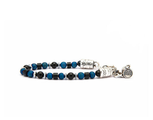 Bracciale uomo Portonovo Classic Agata Satinata Blu Dischetto Onice