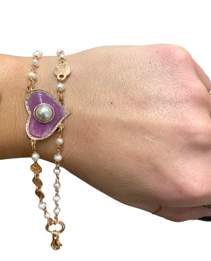 Bracciale Sacramore Lilac Heart and Pearl