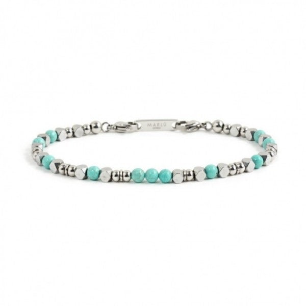 Bracciale Marlù uomo acciaio pietre turchesi ed ematite