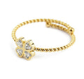 ANELLO MARLÙ DONNA QUADRIFOGLIO CON CRISTALLI BIANCHI PVD ORO