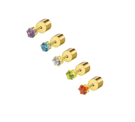 Mono orecchino  Marlù zircone pvd oro 3mm