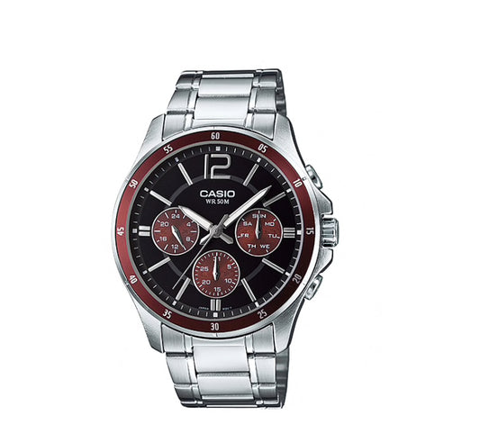 Orologio analogico Casio uomo crono bordeaux