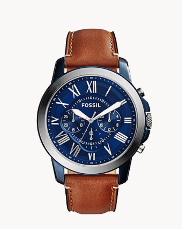 Orologio Fossil uomo Cronografo in pelle marrone chiara Grant