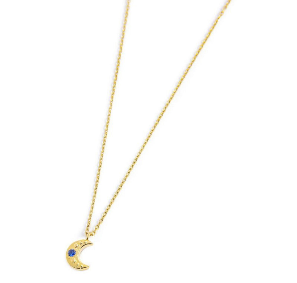 Collana Marlù donna  LUNA PENDENTE CON ZIRCONE BLU PVD ORO