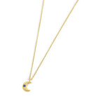Collana Marlù donna  LUNA PENDENTE CON ZIRCONE BLU PVD ORO