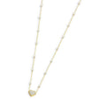COLLANA MARLÙ CATENA CON PERLE E PENDENTE CUORE CRISTALLI PVD ORO