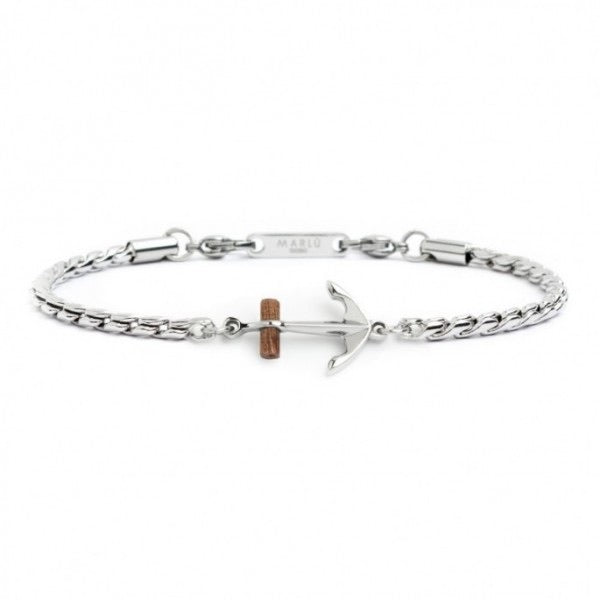 Bracciale Marlù uomo ancora e dettaglio in legno
