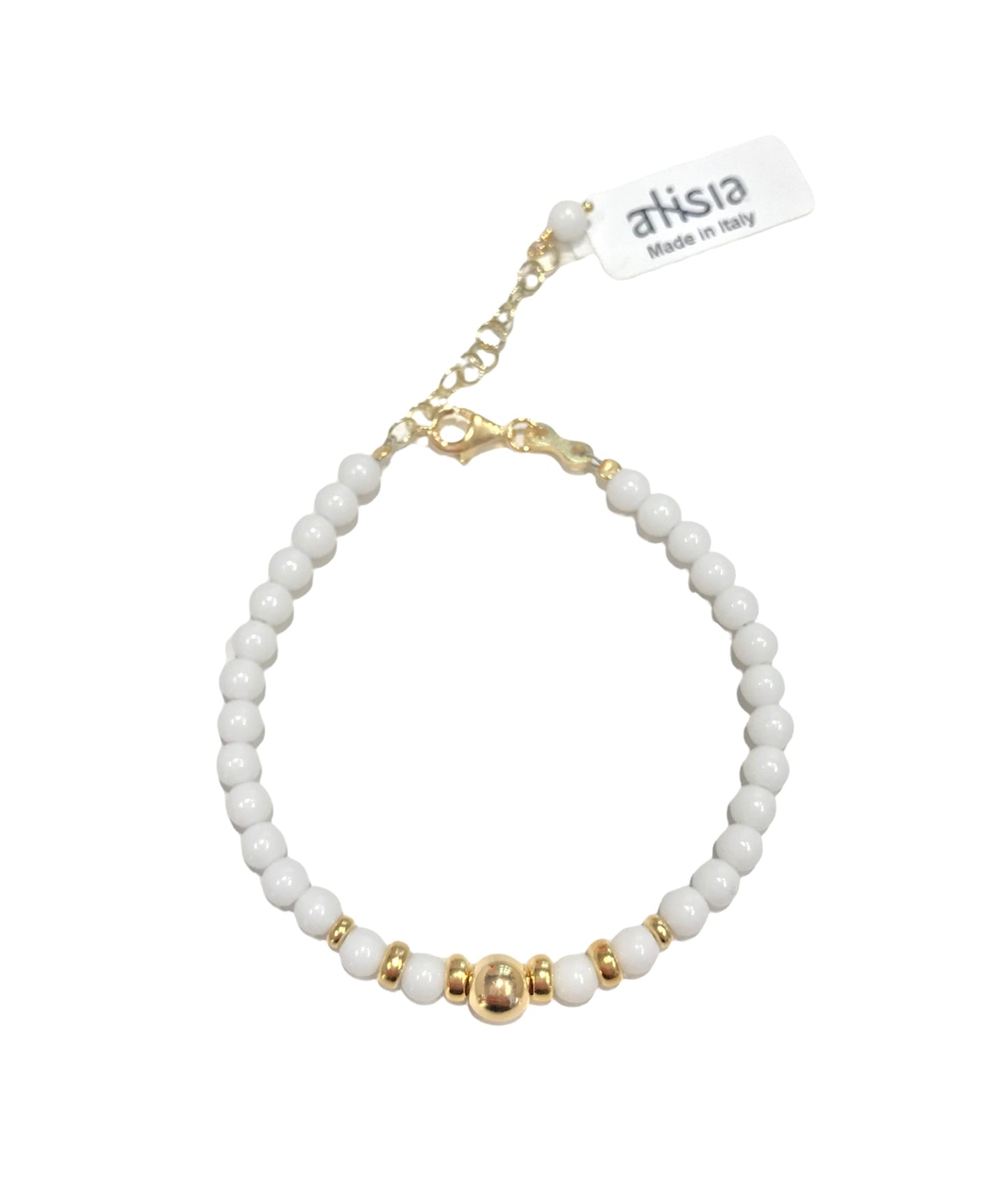 Bracciale donna Alisia pietre bianche e sfera Gold