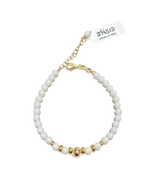 Bracciale donna Alisia pietre bianche e sfera Gold