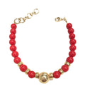 Bracciale donna Alisia pietre corallo e sfera centrale