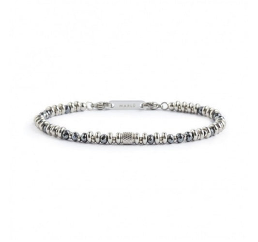 BRACCIALE UOMO MARLÙ CON EMATITE ED ELEMENTO CILINDRICO ACCIAO