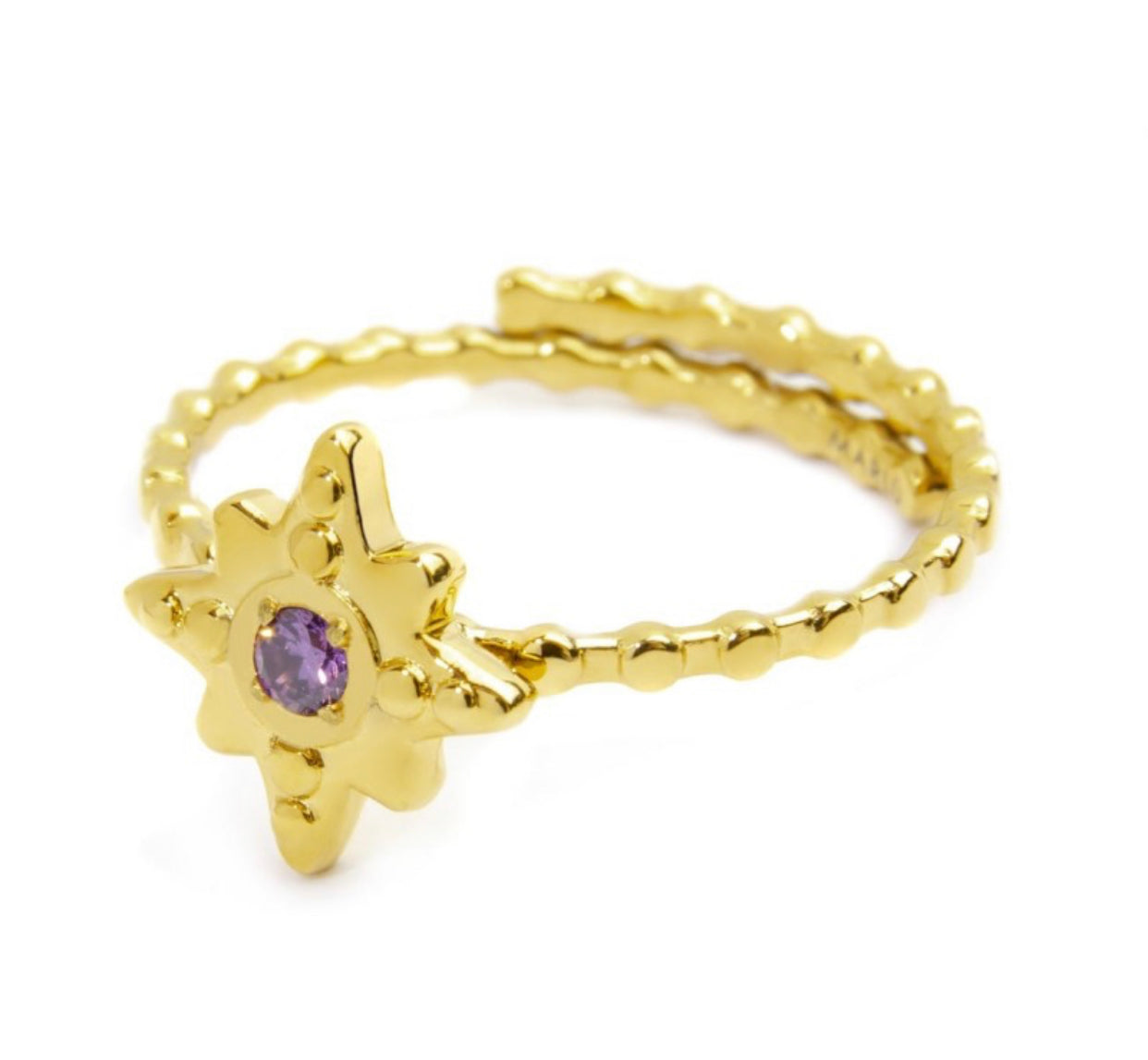 Anello Marlù donna ROSA DEI VENTI CON ZIRCONE VIOLA PVD ORO