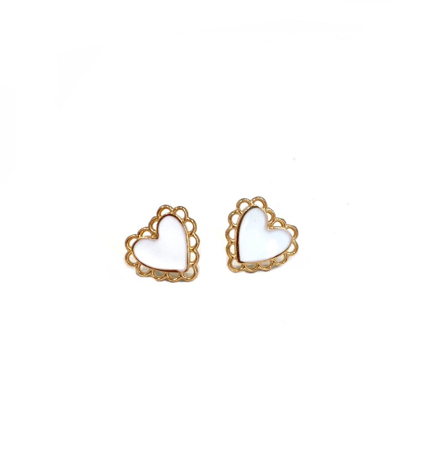 Orecchini Vivian gold tiny white heart