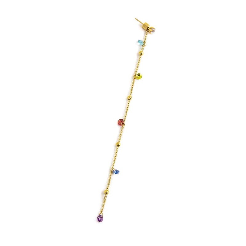 Mono orecchino Marlù donna cristalli colorati e sfere 12cm