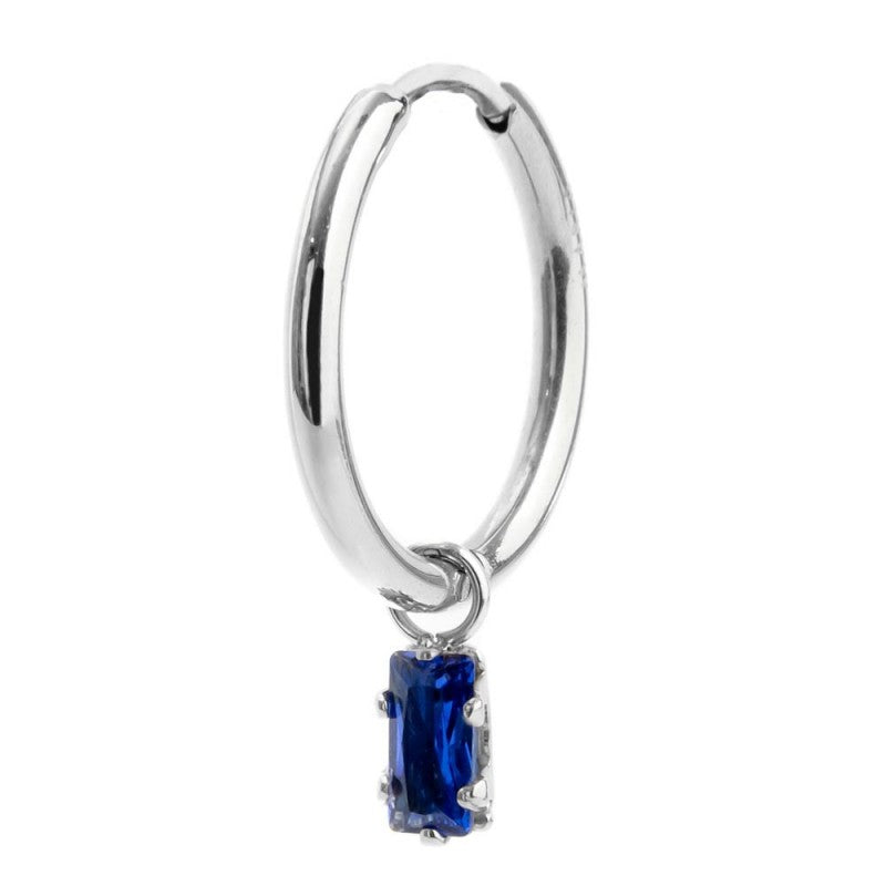Mono orecchino Marlù donna Cerchio con cristallo baguette blu