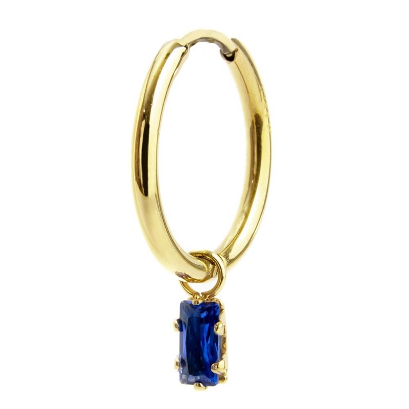 Mono orecchino Marlù donna Cerchio con cristallo baguette blu