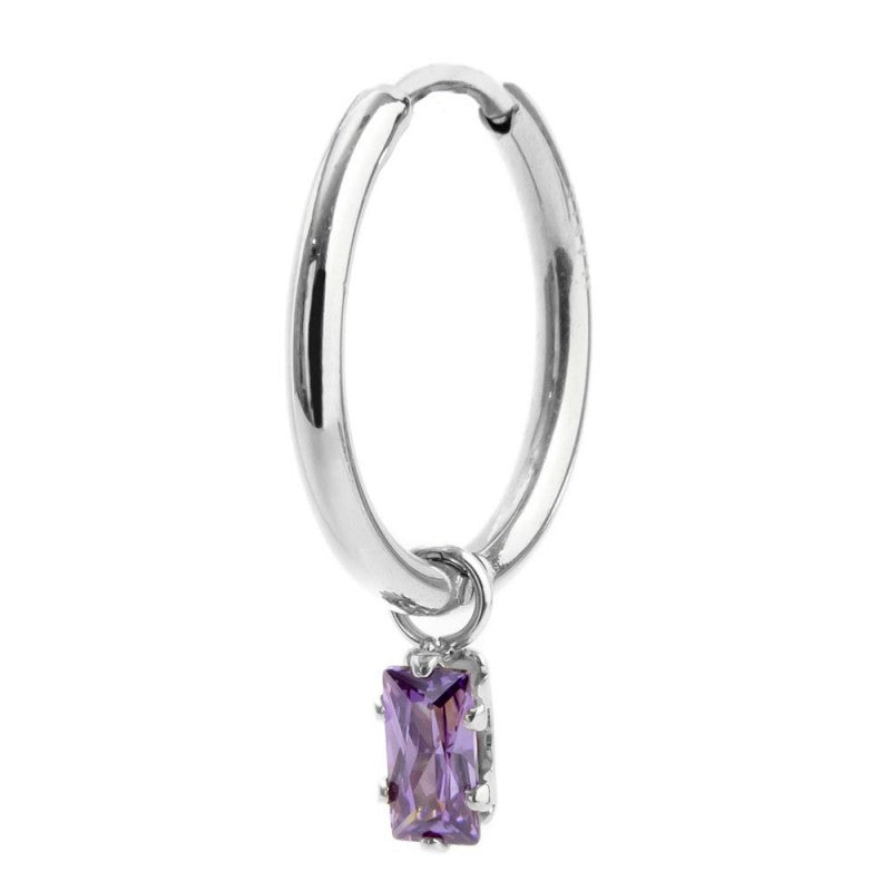 Mono orecchino Marlù donna Cerchio con cristallo baguette viola